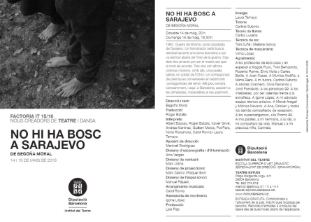 ESAD presenta NO HI HA BOSC A SARAJEVO de Begoña Moral